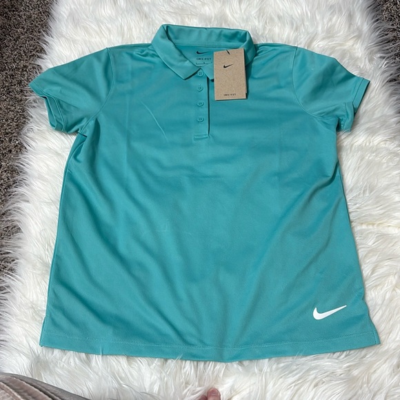 NWT Nike Youth Girls Victory Solid Polo Blue/Green Size L - Picture 1 of 14